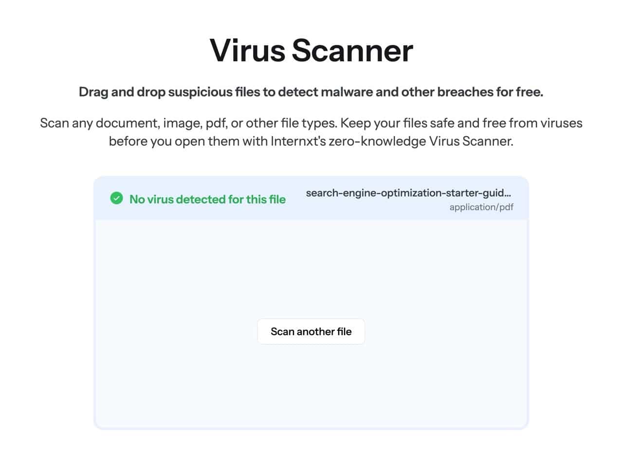 Internxt 免費線上檔案掃毒
