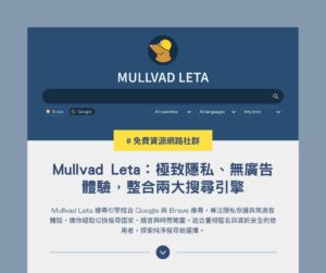Mullvad Leta 搜尋引擎：極致隱私、無廣告體驗，整合兩大搜尋引擎