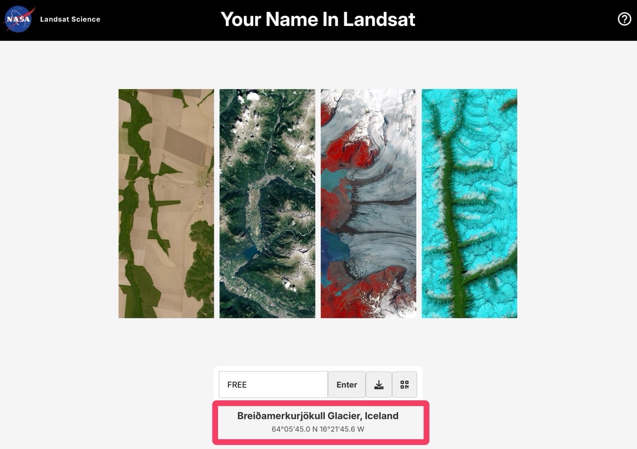 NASA Your Name in Landsat