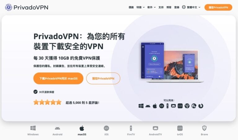 PrivadoVPN 評測：每月免費 10 GB 流量瑞士 VPN 服務與使用教學