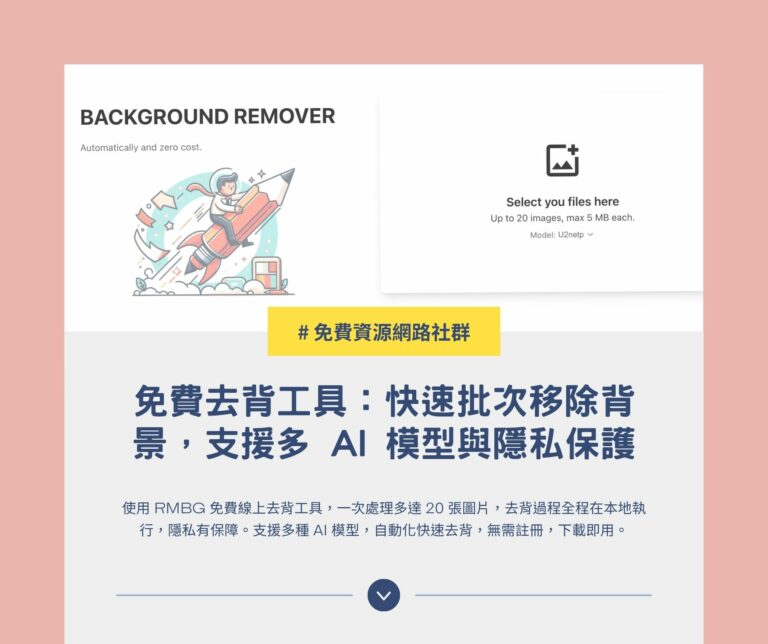 RMBG 免費去背工具：快速批次移除背景，支援多 AI 模型與隱私保護
