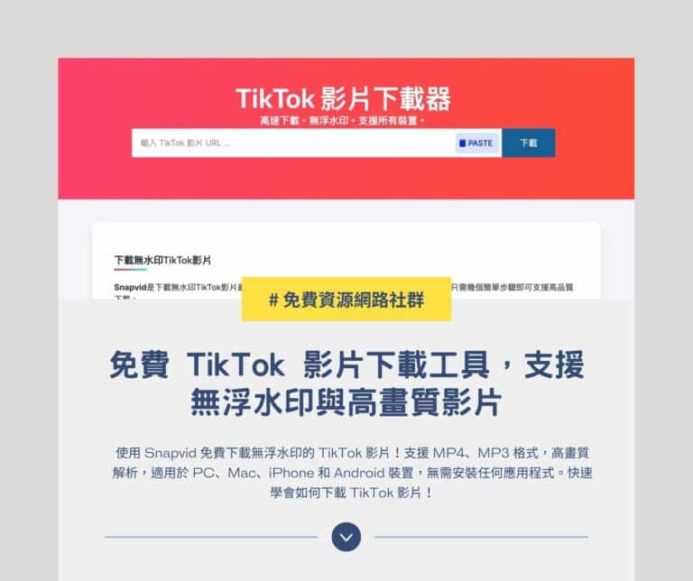 Snapvid：免費 TikTok 影片下載工具，支援無浮水印與高畫質影片