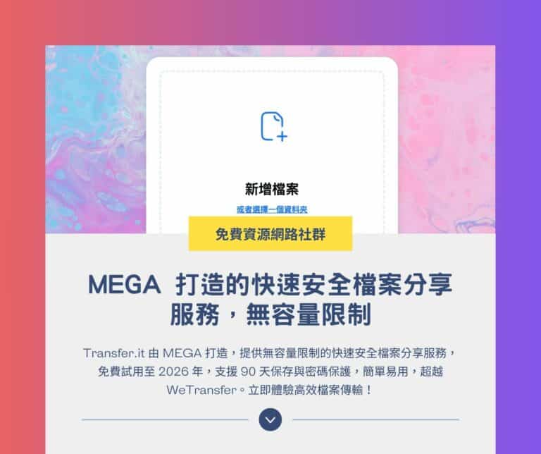 Transfer.it：MEGA 打造的快速安全檔案分享服務，無容量限制