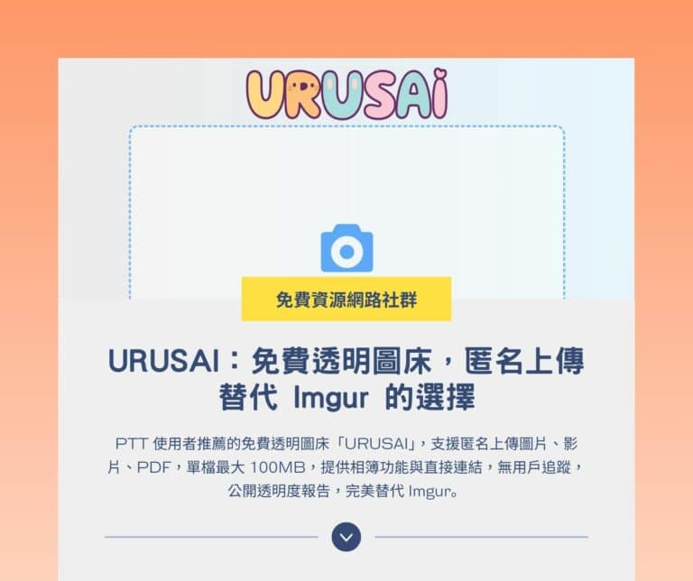 URUSAI：PTT 鄉民自架免費圖片空間，匿名上傳替代 Imgur 的首選
