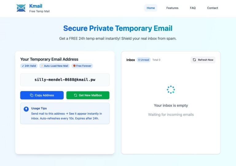 Kmail 臨時信箱：安全免費 24 小時 Email，保護真實地址不外洩