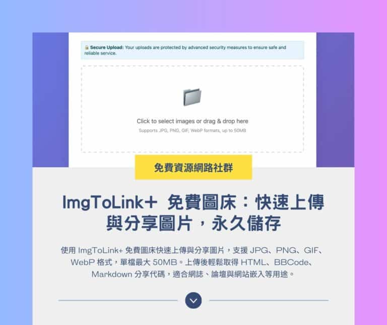 ImgToLink+ 免費圖床：快速上傳與分享圖片，永久儲存