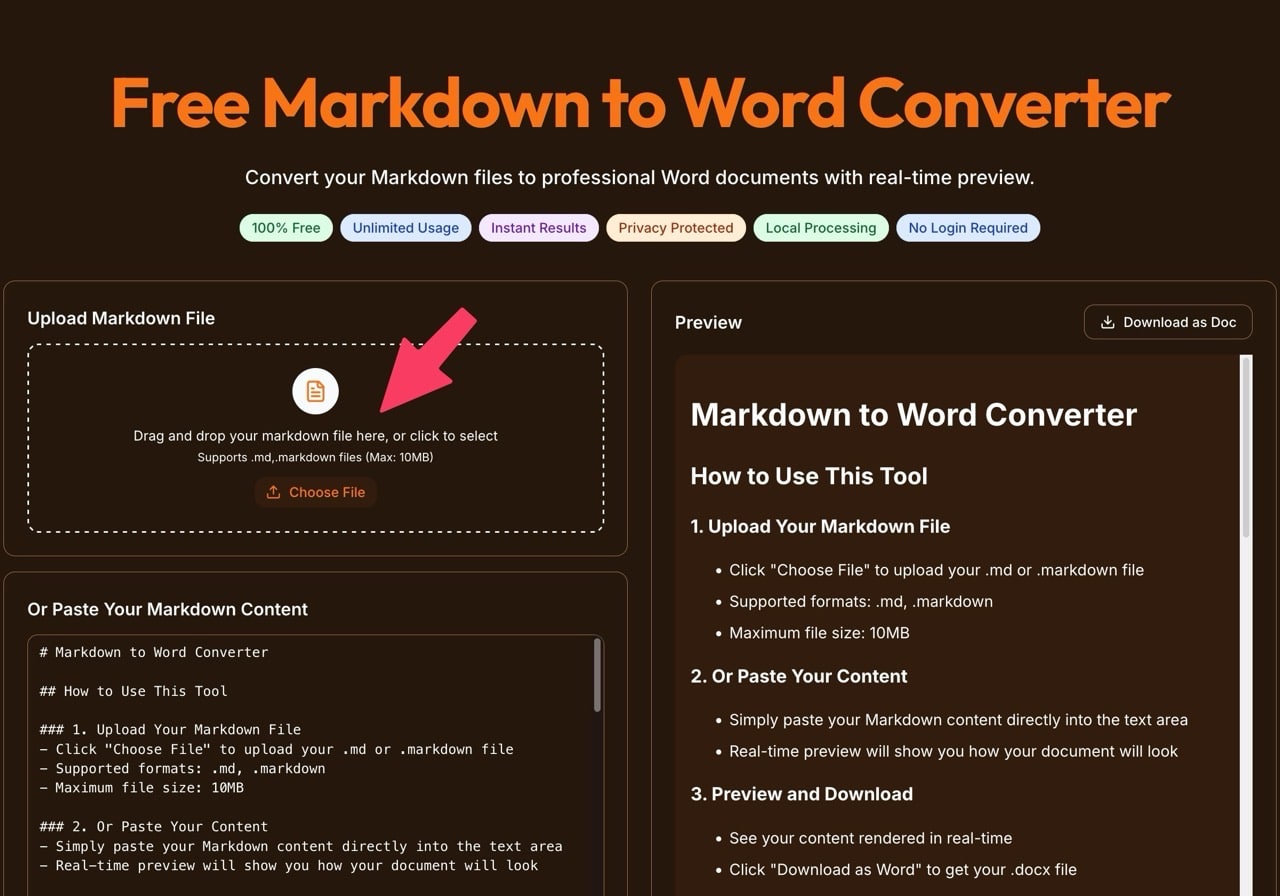 Markdown to Word 轉換器