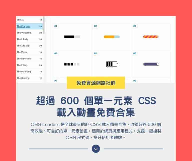 CSS Loaders：超過 600 個單一元素 CSS 載入動畫免費合集