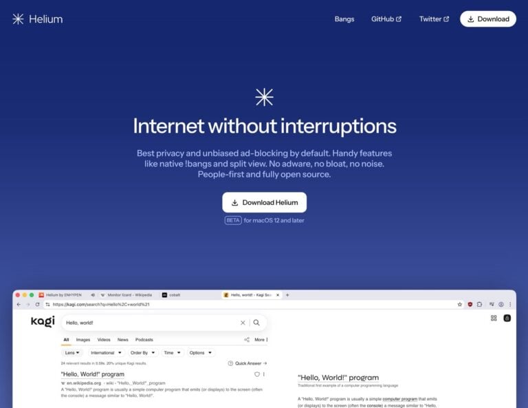 Helium Browser：輕量、隱私導向的 Chromium 瀏覽器