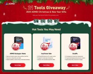 AOMEI 2025 聖誕節限免活動：21 套磁碟管理、備份與 AI 軟體免費領取！