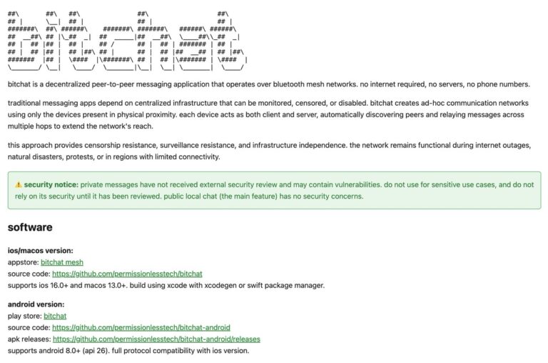 Bitchat：免網路、免帳號的去中心化通訊工具，支援藍牙離線傳訊