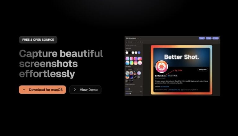 Better Shot:免費開源 Mac 截圖工具,自動套用美化背景的 CleanShot X 替代方案 1 Better Shot:免費開源 Mac 截圖工具,自動套用美化背景的 CleanShot X 替代方案