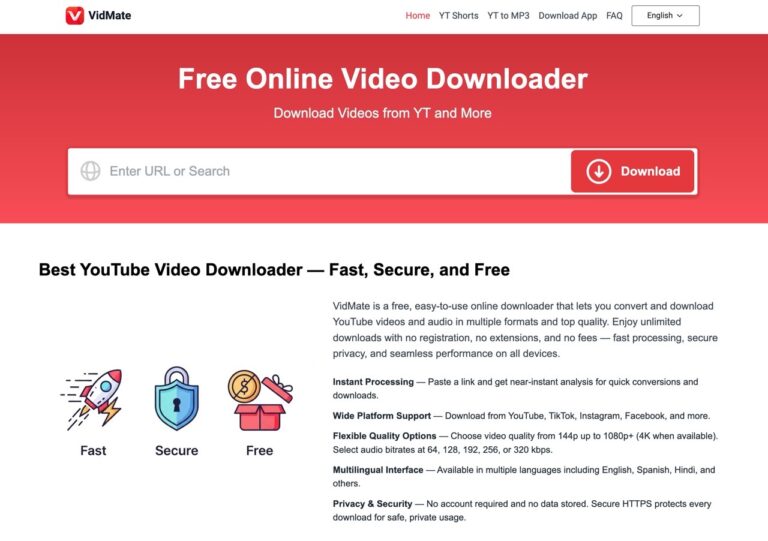 VidMate 最佳 YouTube 影片下載器：免安裝、支援 4K 畫質與 MP3 轉檔