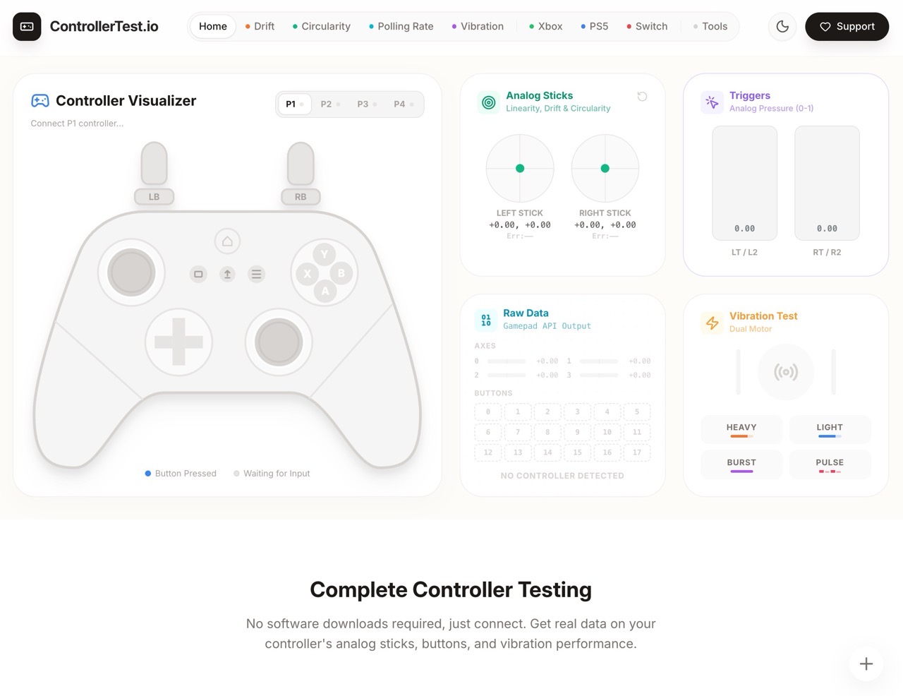 ControllerTest io PS5 Xbox Switch 