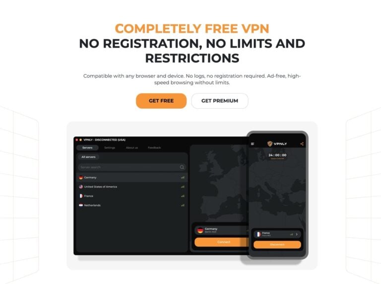 VPNLY 免費 VPN 推薦：免註冊、不限流量，內建 4 國免費節點