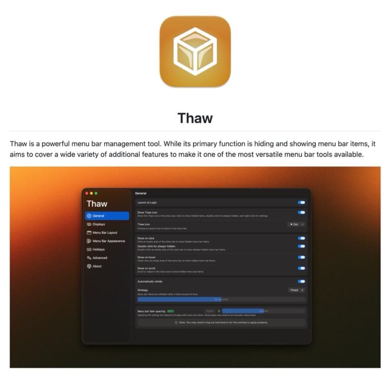 Thaw：開源 Mac 選單列管理工具，延續 Ice 強大功能的最佳替代方案