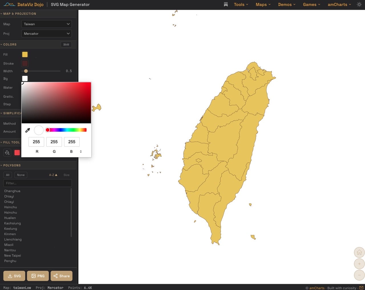 amCharts 免費 SVG 地圖