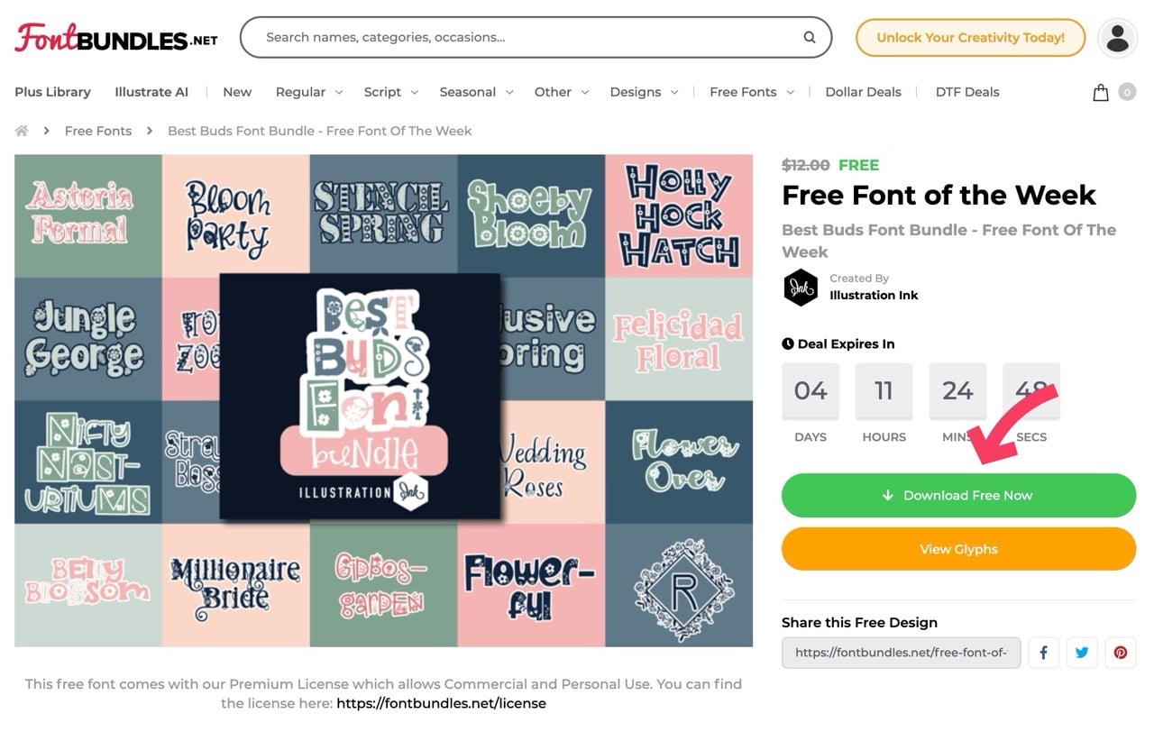 Font Bundles 限時免費下載：21 款森林系花卉手寫字體，美感設計一鍵完成