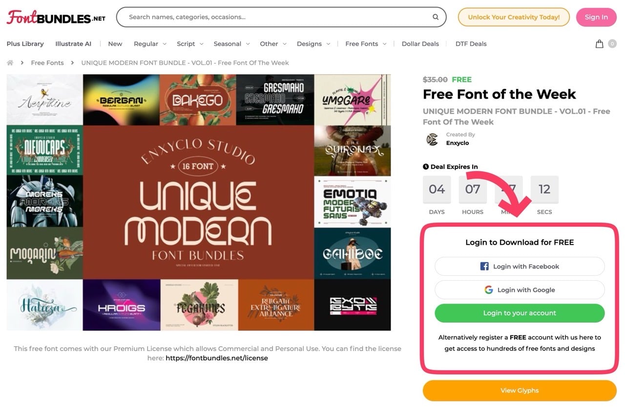 Font Bundles 本週免費字型