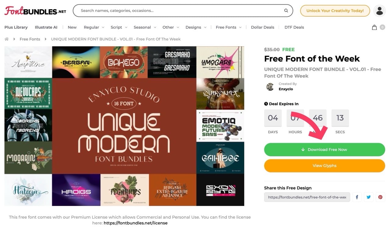 Font Bundles 本週免費字型