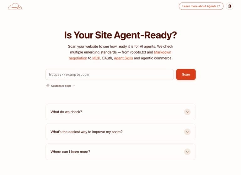 Cloudflare 推出 Is Your Site Agent-Ready? 檢測網站是否準備好迎接 AI 代理