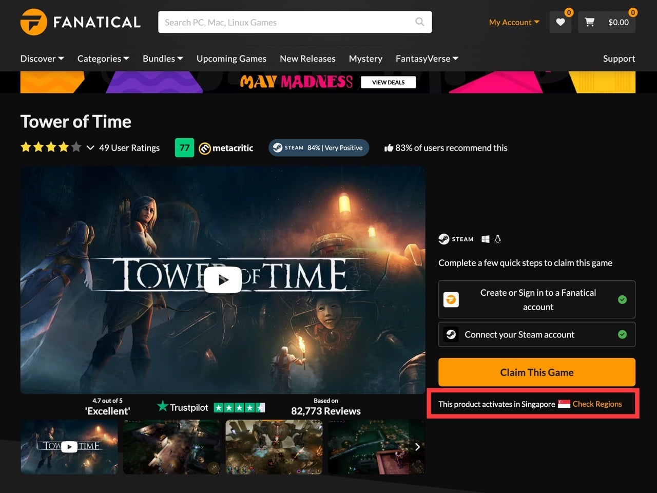 Fanatical 限時免費領取：《Tower of Time》時光之塔 Steam 序號
