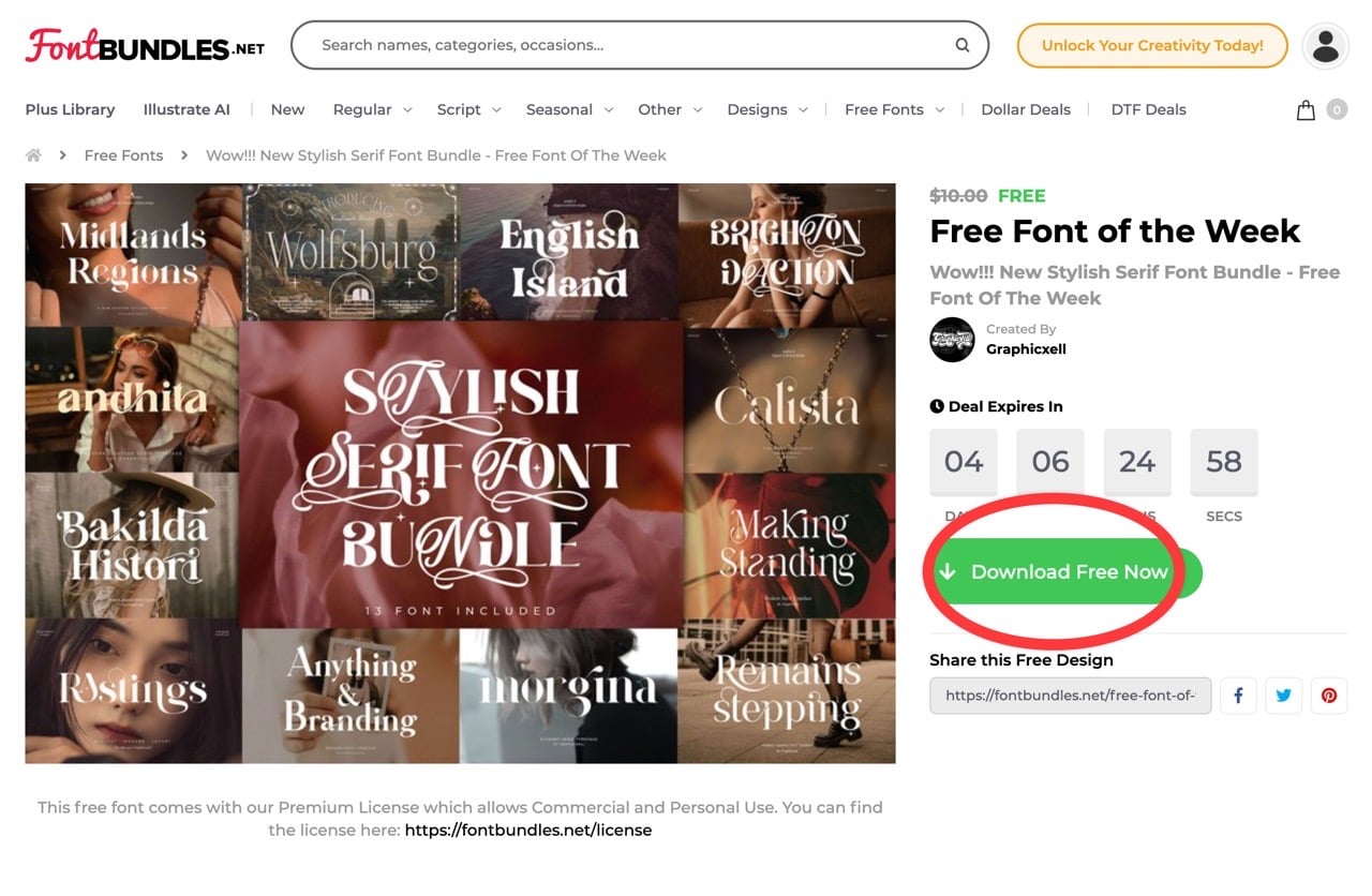 Font Bundles 限時免費：New Stylish Serif Font Bundle 11 款襯線字型包下載