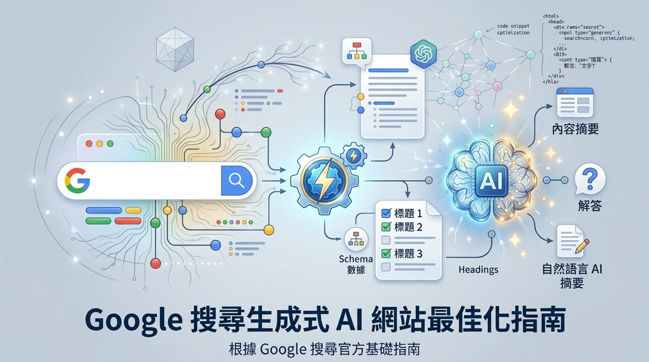 google-ai-search-optimization-1.png Google 官方發布「生成式 AI 搜尋最佳化指南」,站長必讀的 SEO 實務攻略