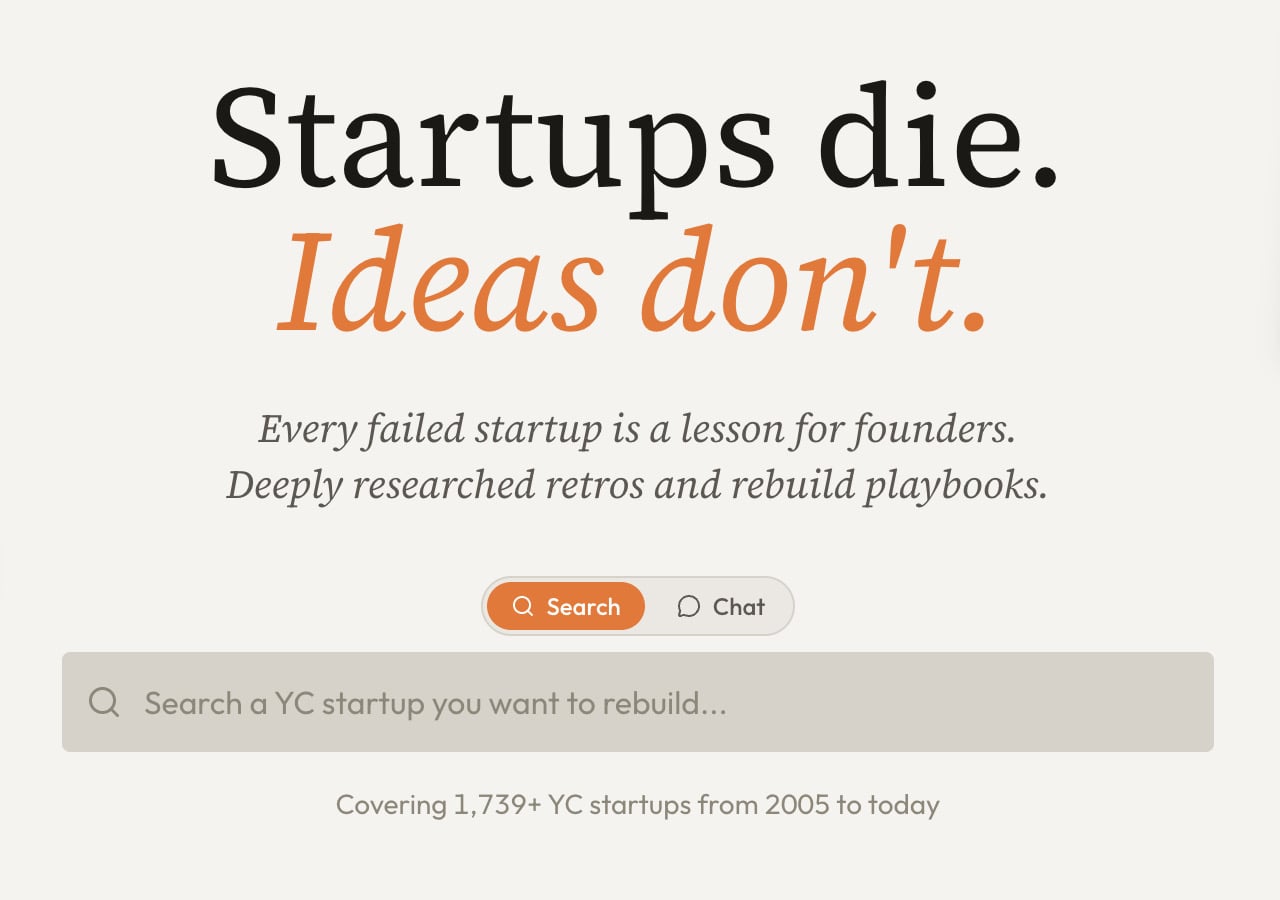 Startups.RIP 收錄 1,700 個 YC 結束營業專案，從歷史經驗尋找創業新靈感