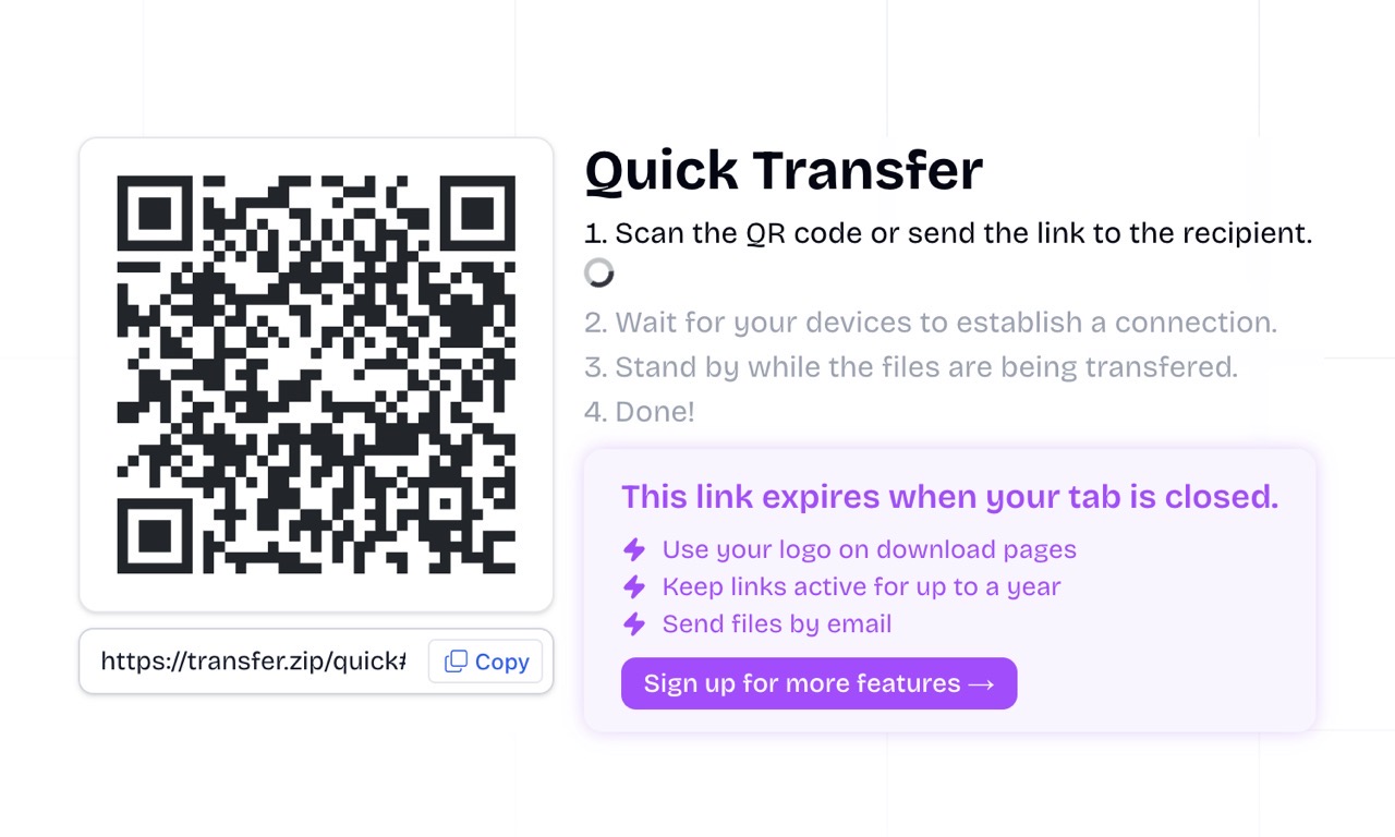 transfer-zip-6.jpg transfer.zip:安全、快速且無限制的免費線上 P2P 傳檔工具