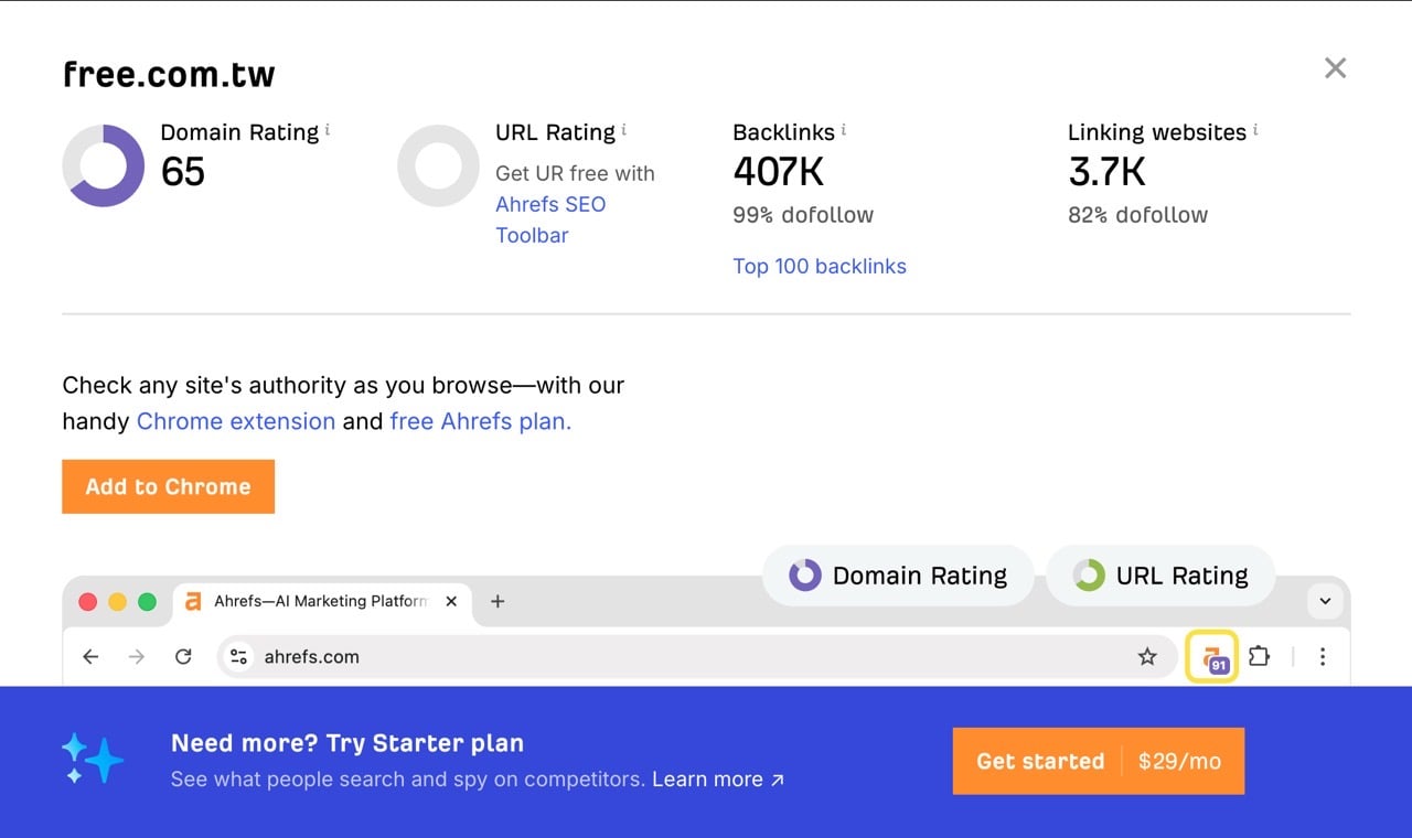 免費查詢 Ahrefs DR 值：網站權威度線上檢查工具與 SEO 擴充功能完整教學