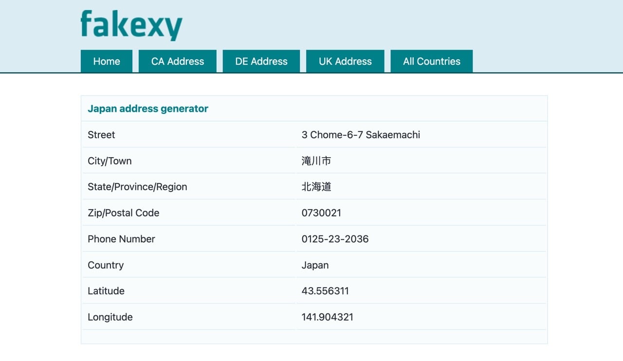 fakexy-random-data-generator-4.jpg Fakexy 線上虛擬個資生成器:隨機產生各國測試地址與信用卡號