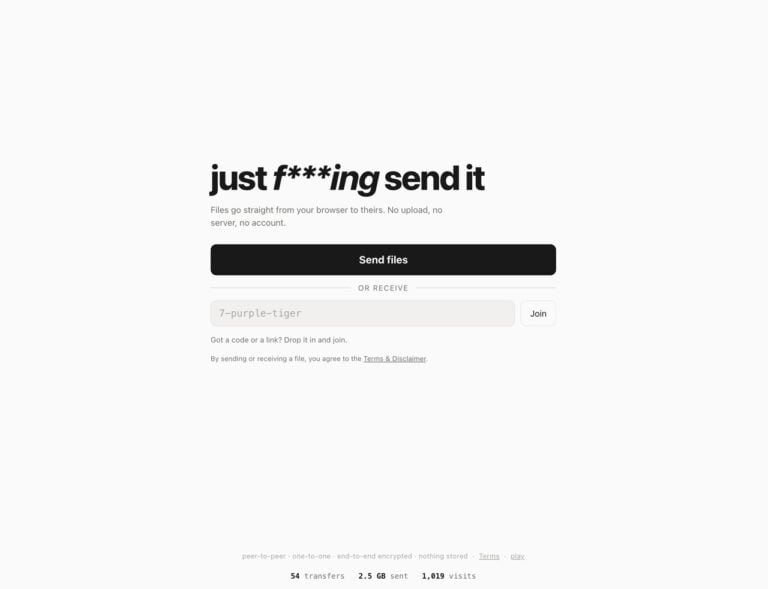 jfsendit 教學：免註冊、免上傳，瀏覽器直接傳大檔的點對點工具