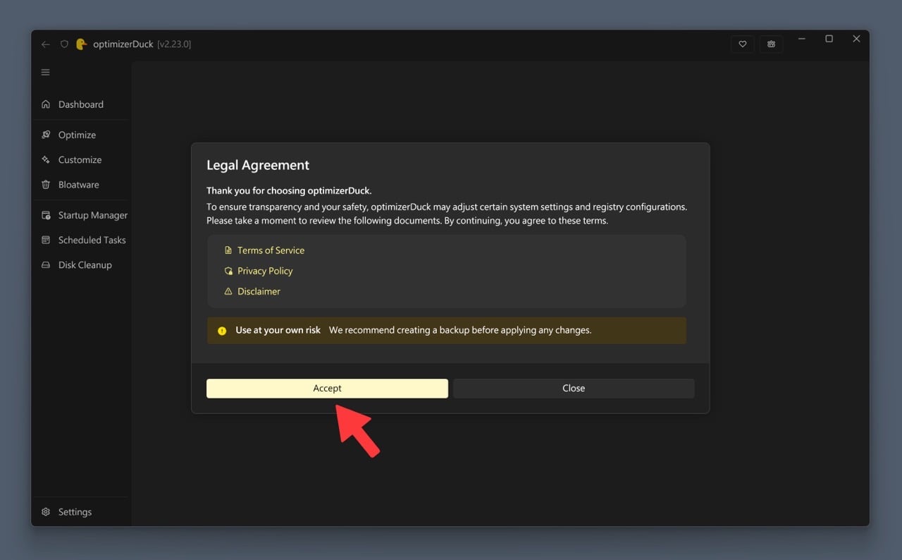 OptimizerDuck 免費開源 Windows 最佳化工具，一鍵加速、清理與關閉追蹤