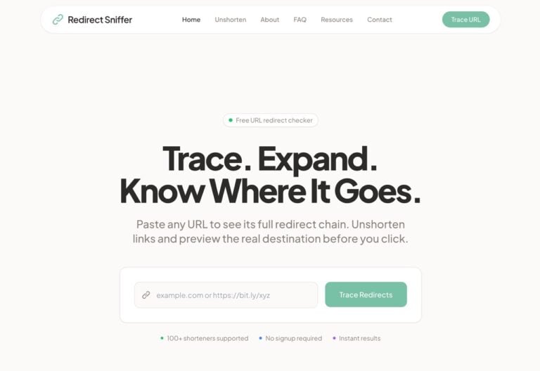 Redirect Sniffer 免費短網址轉址追蹤工具,揪出短連結最終目的地避免釣魚陷阱 2 Redirect Sniffer 免費短網址轉址追蹤工具,揪出短連結最終目的地避免釣魚陷阱