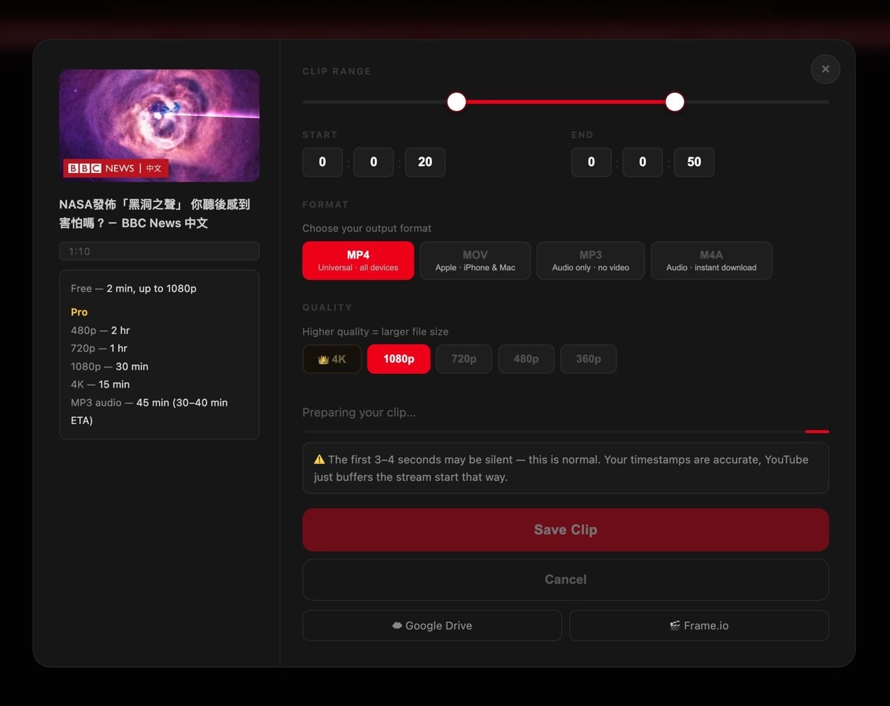 SliceYT：拖曳設定時間軸，免費下載 YouTube 指定片段為 MP4