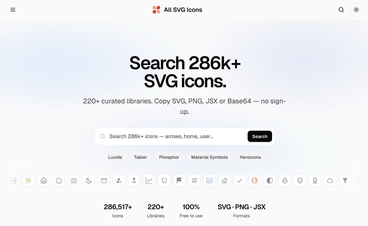 all-svg-icons-2.jpg All SVG Icons 整合 28 萬個免費 SVG 圖示,一站搜尋下載開源向量圖