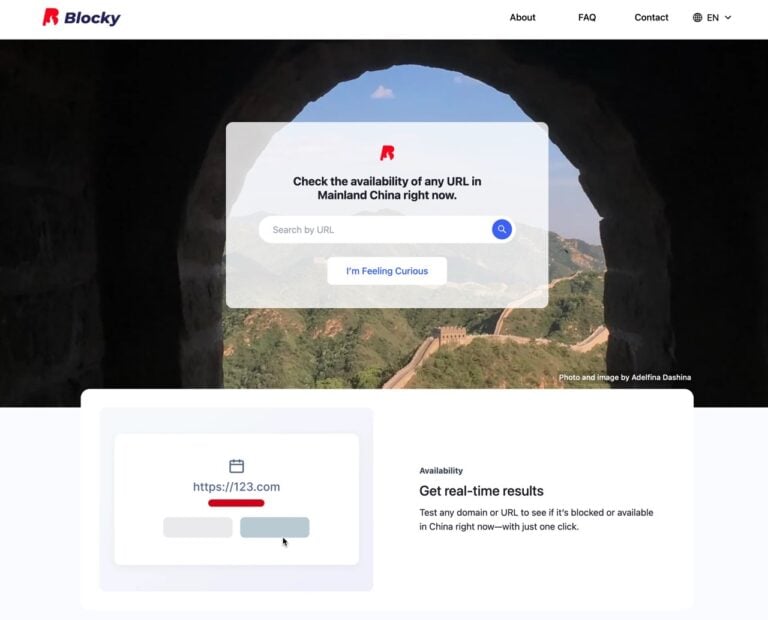 Blocky 免費檢測網站是否被中國防火長城封鎖，查詢即時與歷史紀錄