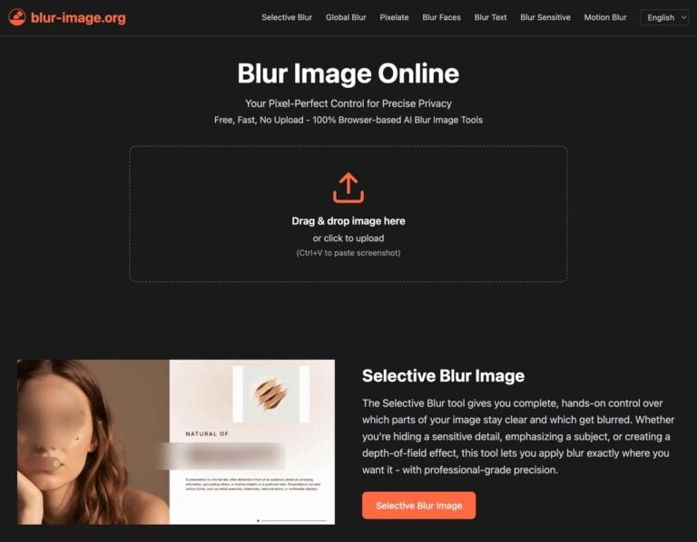 blur-image.org 線上圖片模糊工具，AI 自動偵測臉孔、文字與敏感資訊