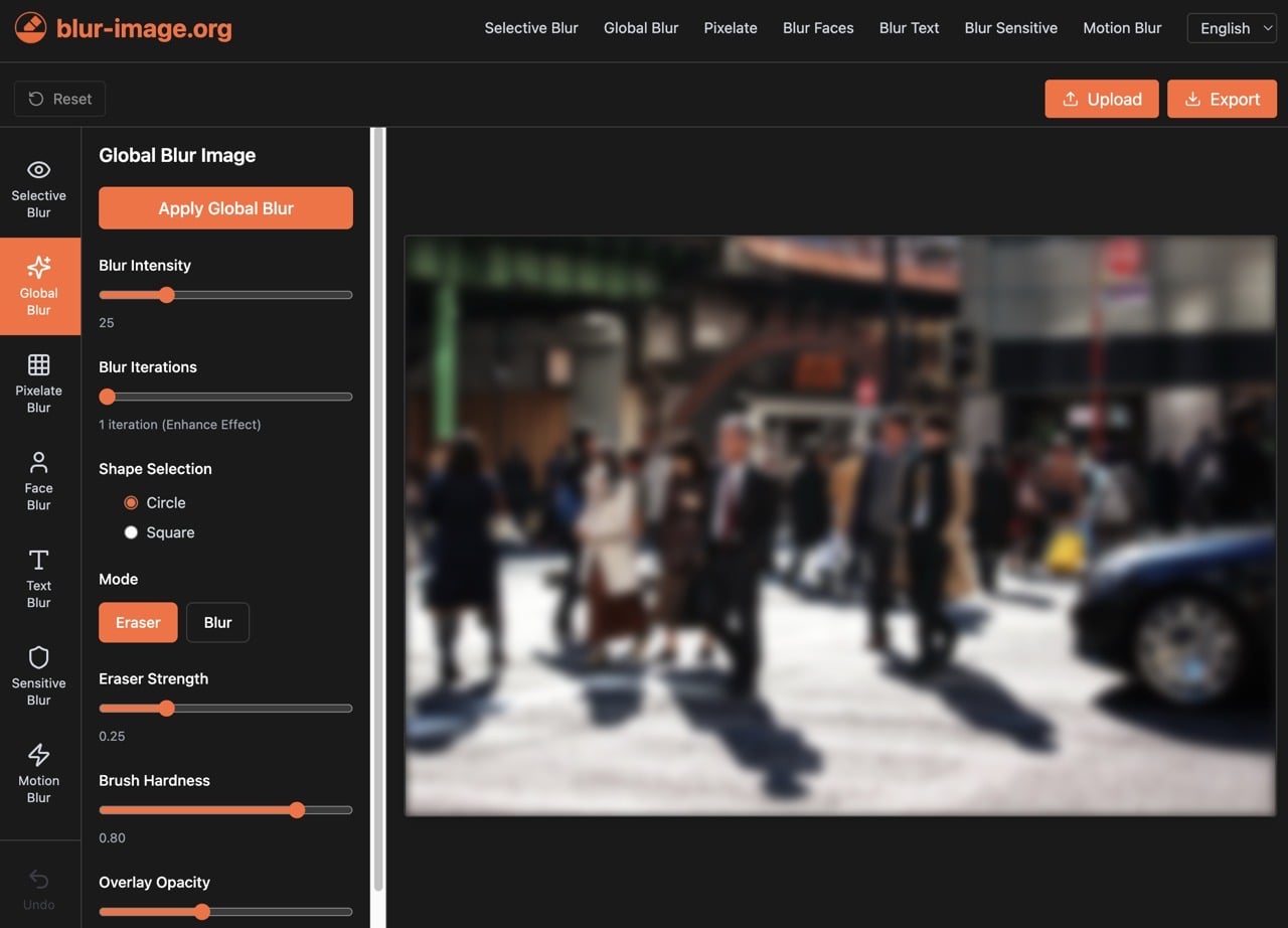 blur-image.org 線上圖片模糊工具，AI 自動偵測臉孔、文字與敏感資訊