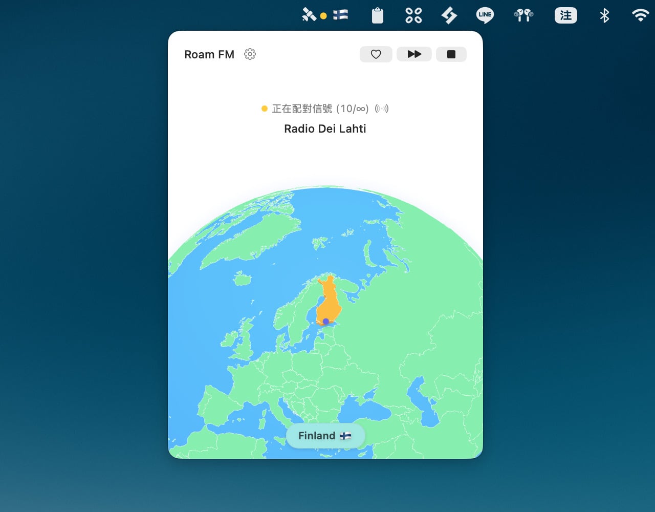 Roam FM 用選單列漫遊全球 40,000+ 電台，把世界變成你的背景音