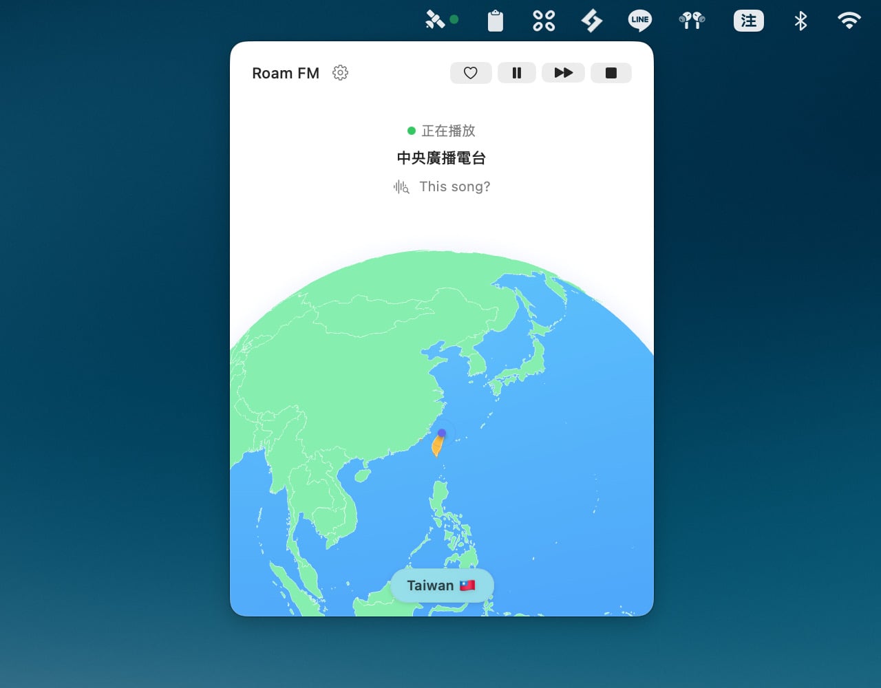 Roam FM 用選單列漫遊全球 40,000+ 電台，把世界變成你的背景音