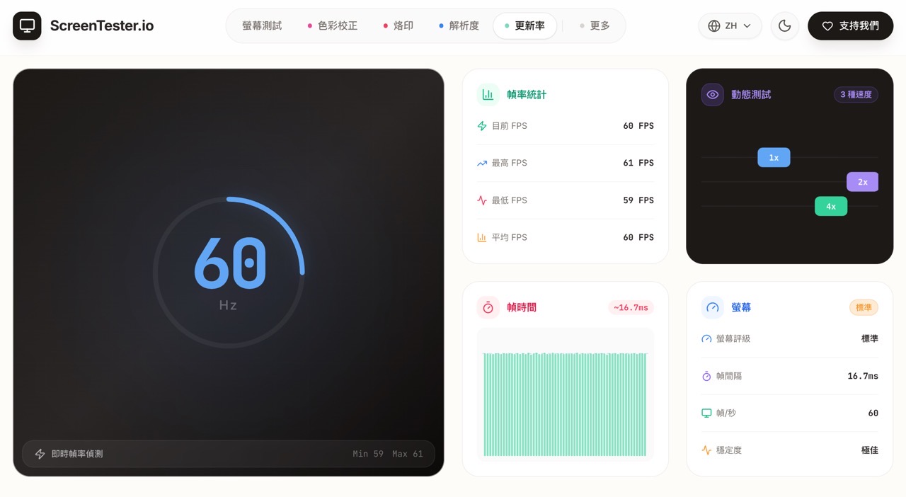 ScreenTester.io 教學：免安裝線上螢幕檢測工具，5 分鐘揪出壞點與漏光