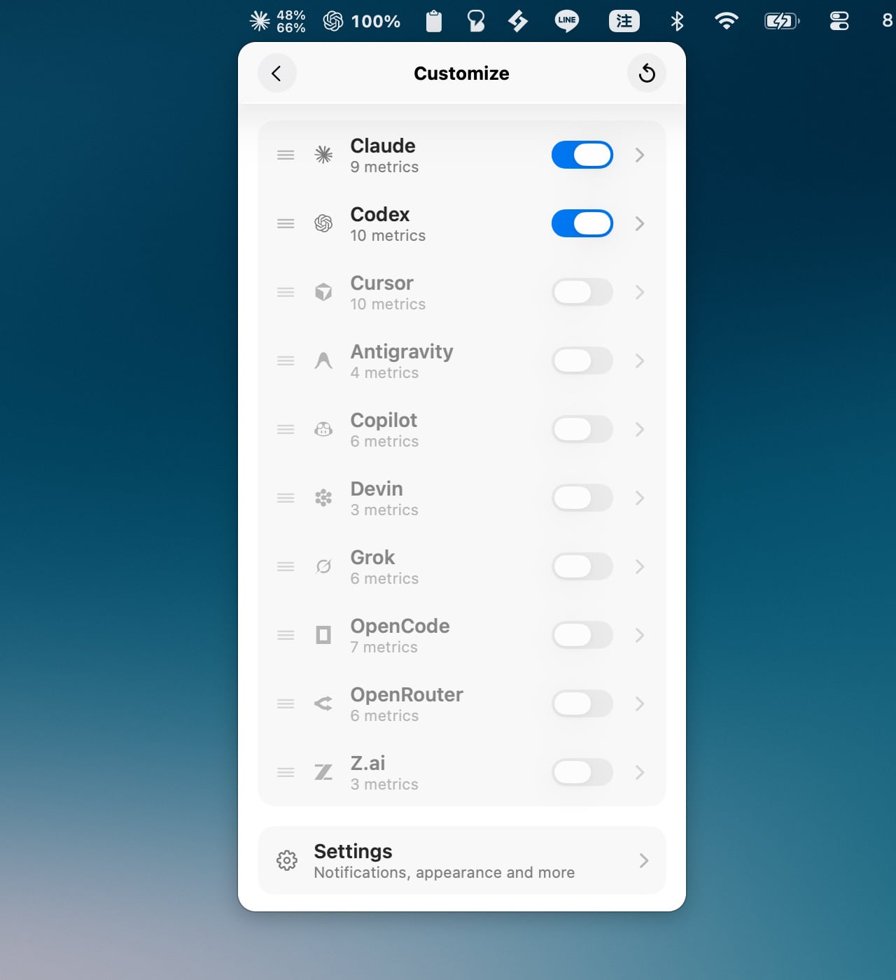 Claude、Codex 額度還剩多少？OpenUsage 在 Mac 選單列即時顯示 AI 用量