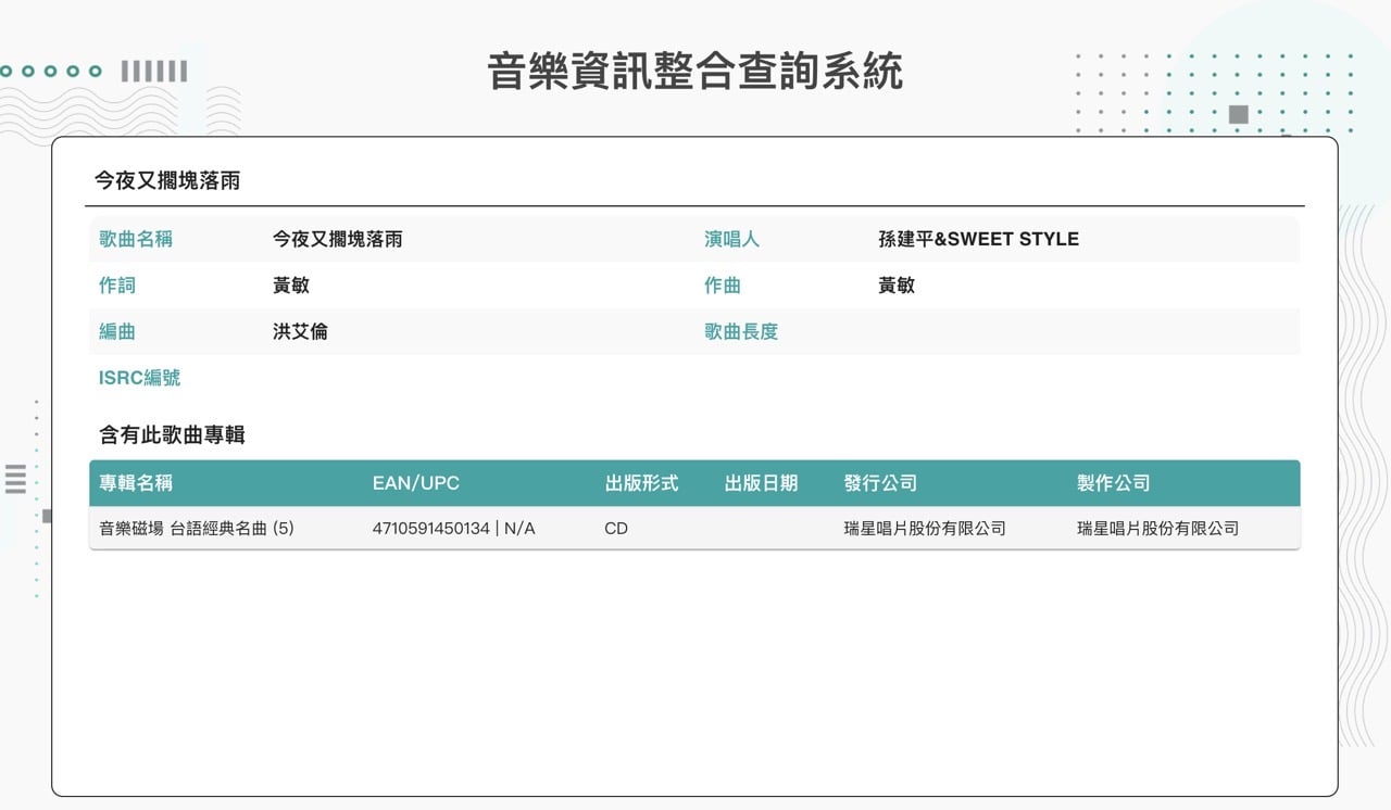 tipo-music-search-4.jpg 這首歌版權要找誰?音樂資訊整合查詢系統免費查詢教學 2026