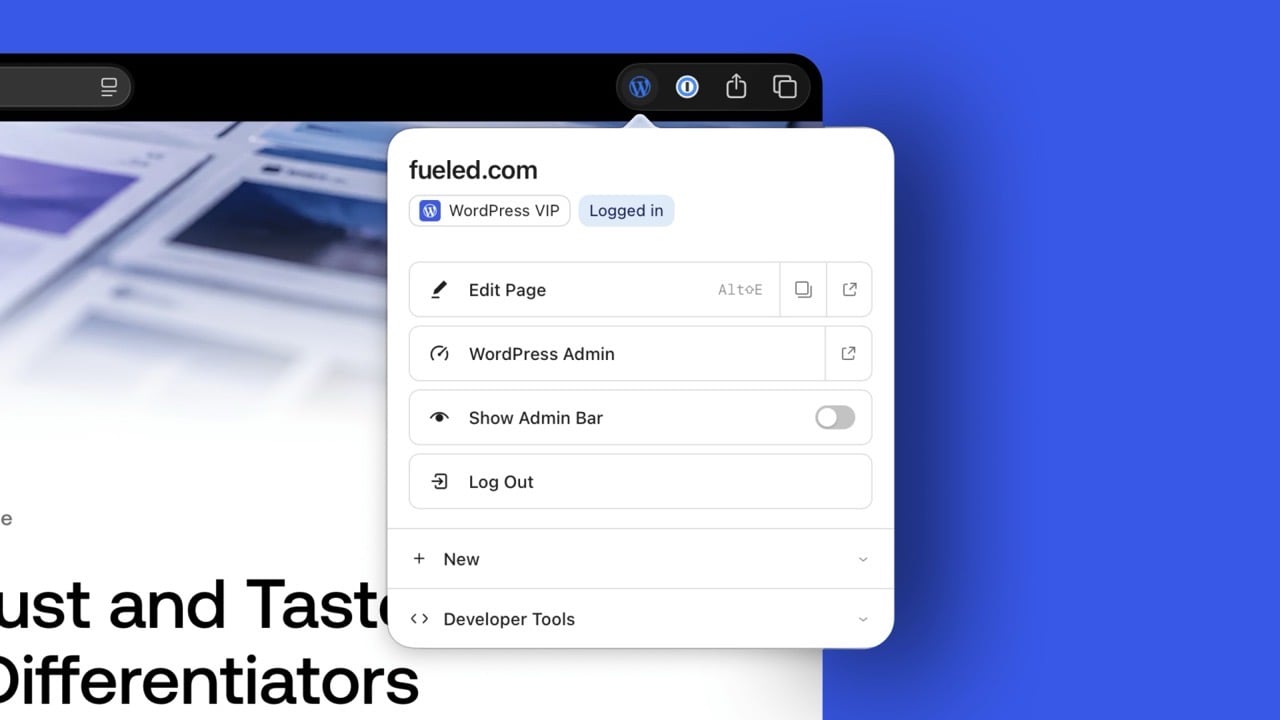 WordPress Browser Extension 官方瀏覽器擴充功能，隱藏前台管理列還能一鍵編輯文章