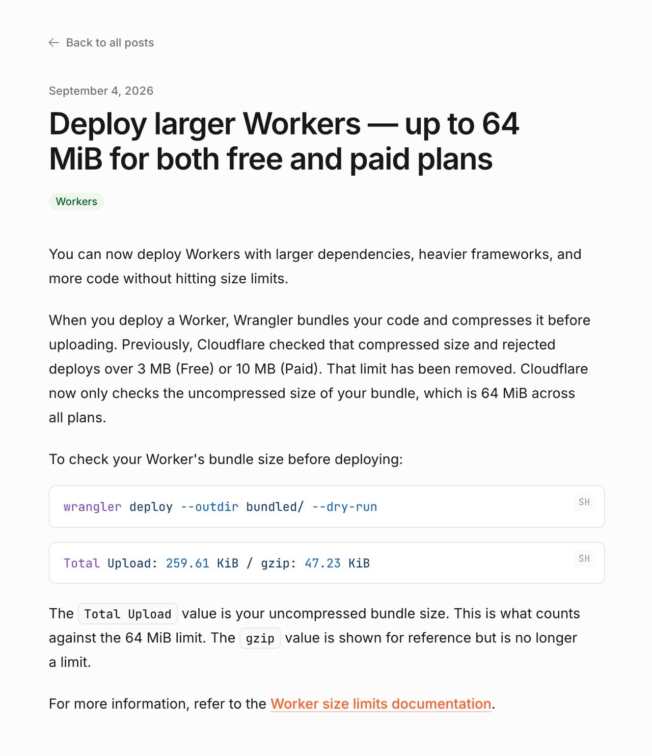 Cloudflare Workers 放寬容量限制！免費與付費方案一律 64 MiB，部署大型框架不再卡關