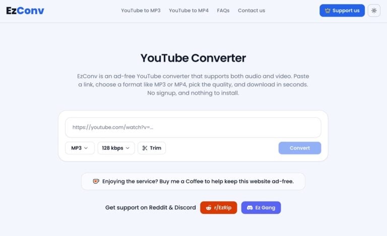 EzConv 免費線上 YouTube 轉檔工具，貼上網址就能下載 MP3、MP4，免安裝、免註冊