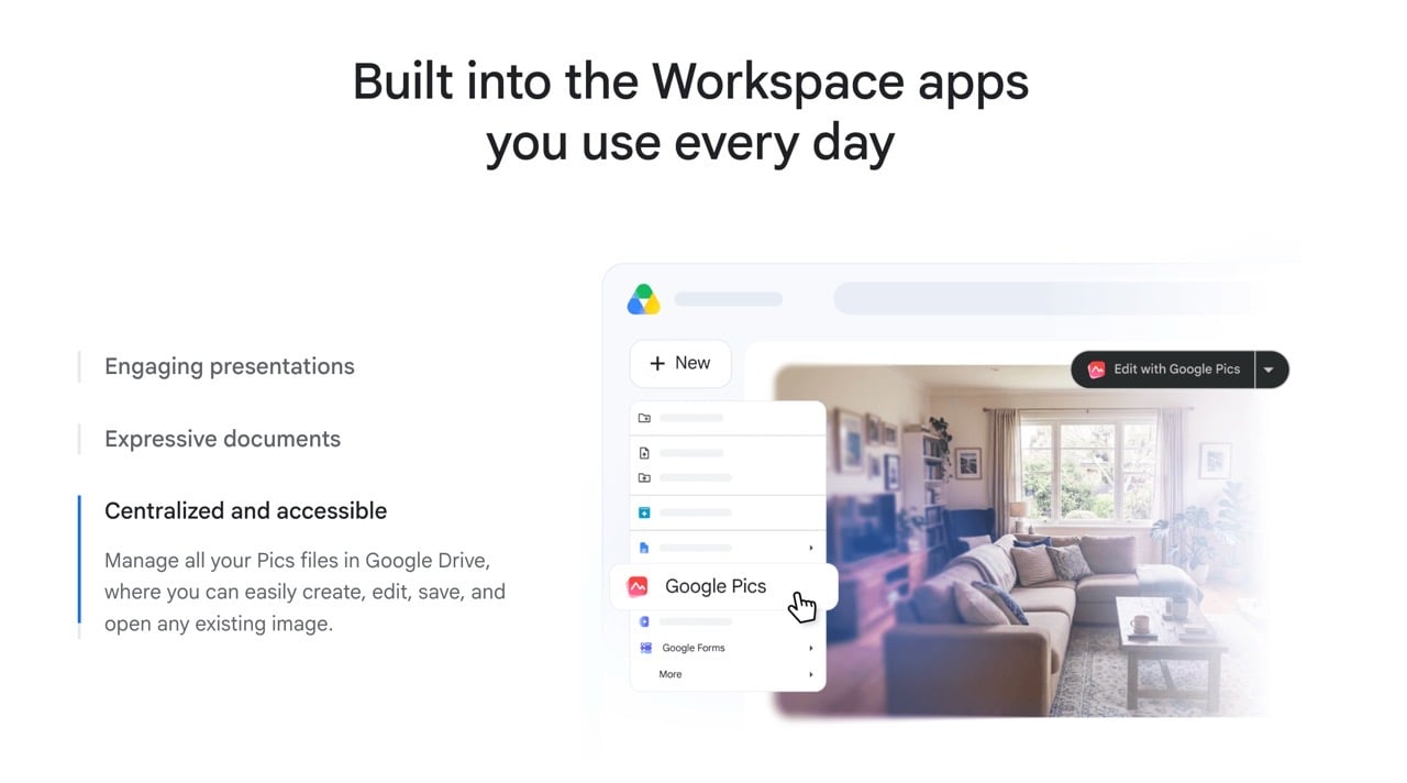從 Google Drive 選擇 Edit with Google Pics 接續編輯