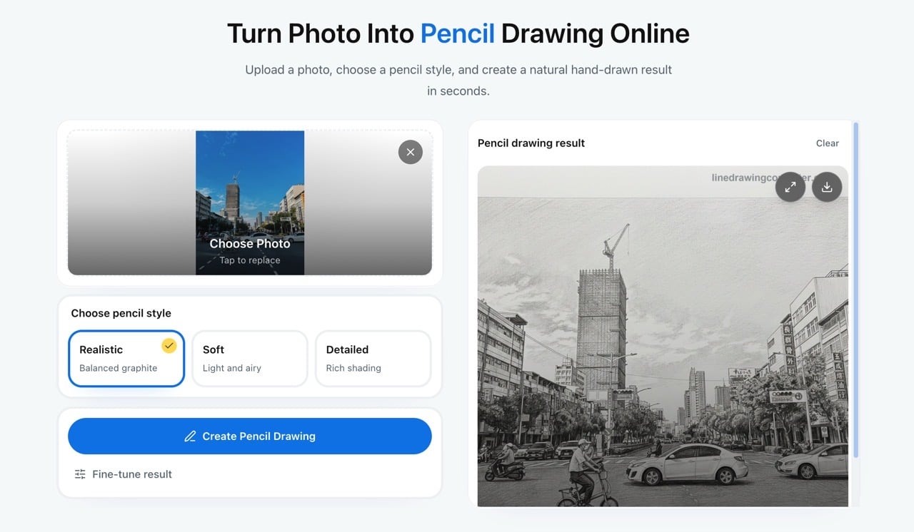 Line Drawing Converter Pencil Drawing 鉛筆素描三種風格